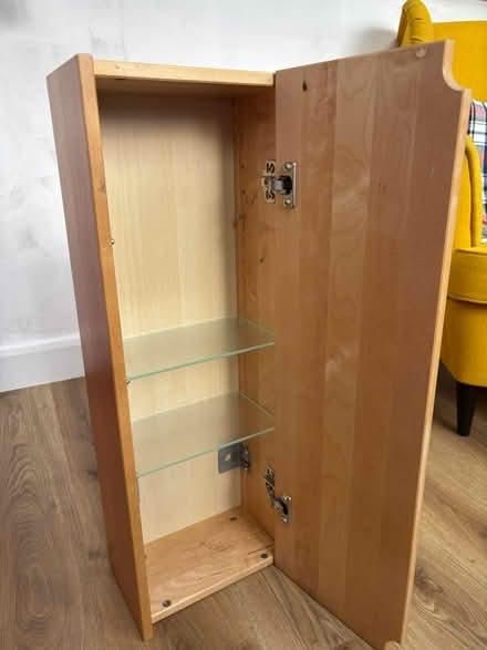 Photo of free Wood and glass bathroom cabinet (Chessington KT9) #3