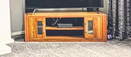 Photo of free Brown leather sofas and tv cabinet (Bamber Bridge PR5) #3