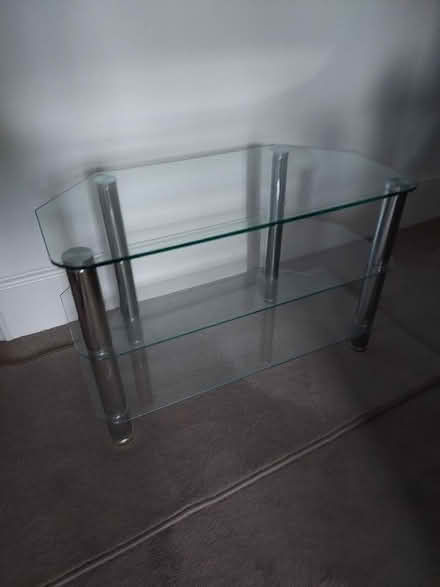 Photo of free Glass and chrome tv stand (Burnham SL1) #1