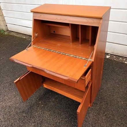 Photo of free Teak Finish Bureau by Morris of Glasgow (Weston) #3