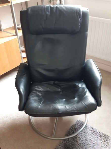 Photo of free IKEA black leather adjustable tilt and swivel armchair (Henley-on-Thames RG9) #1