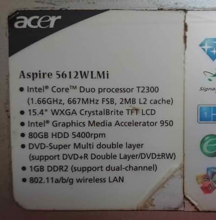 Photo of free Acer Aspire 5612 Win XP laptop (Bruntsfield EH10) #3