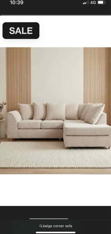 Photo of beige/ brown corner or chaise sofa (SK1, central stockport) #2