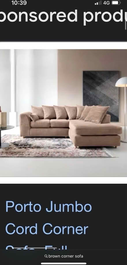 Photo of beige/ brown corner or chaise sofa (SK1, central stockport) #4