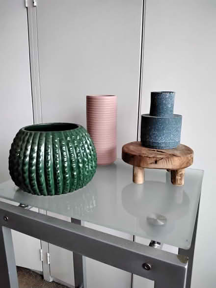 Photo of free 3 small china vases and a wood plant stand (Allerton L18) #2