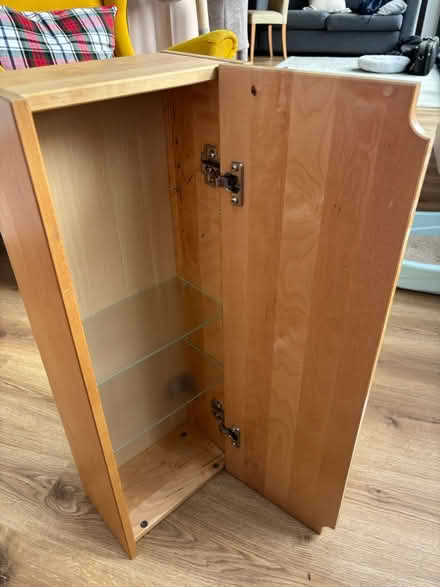 Photo of free Wood and glass bathroom cabinet (Chessington KT9) #1