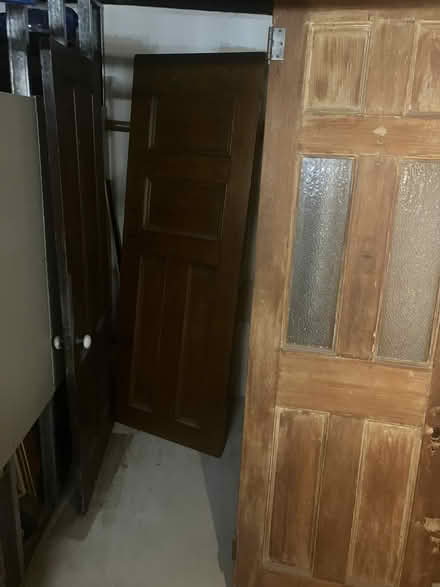 Photo of free Old wooden doors (one w/glass) (Somerville (Brickbottom)) #1