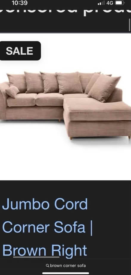 Photo of beige/ brown corner or chaise sofa (SK1, central stockport) #3