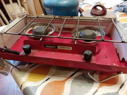 Photo of free Old twin burner camping stove, gas bottle and a pan (Marchmont EH9) #2
