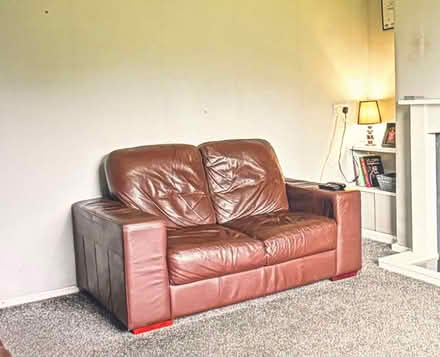 Photo of free Brown leather sofas and tv cabinet (Bamber Bridge PR5) #1