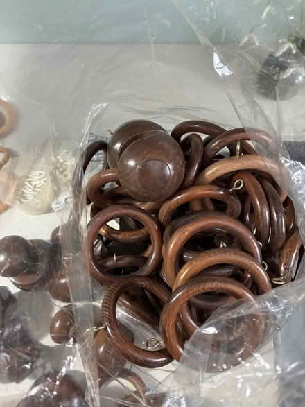 Photo of free Wooden curtain rings, curtain pole fixtures, plastic curtain (St Margarets TW1) #3