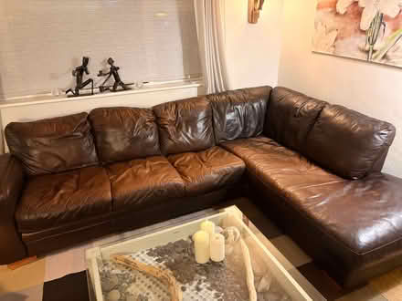 Photo of free Beautiful Chocolate Brown Leather Corner Sofa (Kelsall CW6) #2