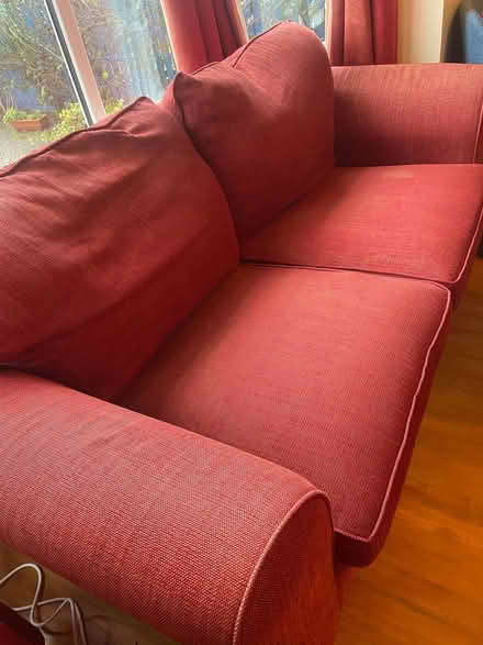 Photo of free Red 2/3 seater fabric sofa (Manston LS15) #2