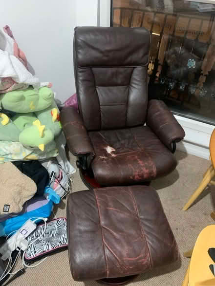 Photo of free Reclining leather armchair + stool (Worthing BN11) #1