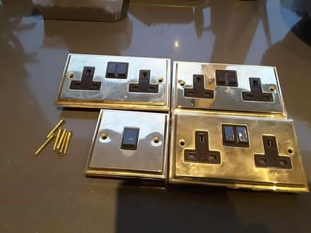 Photo of free Brass double sockets/light switch (Liberton EH16) #1