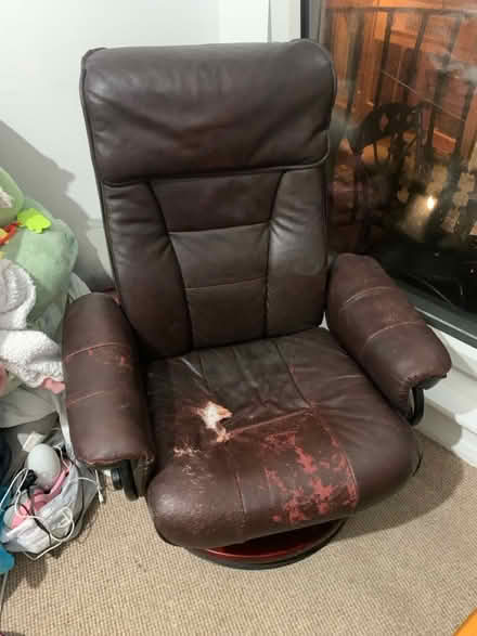 Photo of free Reclining leather armchair + stool (Worthing BN11) #2