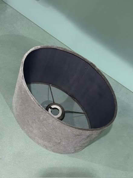 Photo of free Grey velvet large table lamp shade 22 x 30 cm (Earls Court SW10) #1