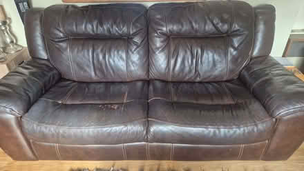 Photo of free Brown leather sofa (Northlands Park Neighbourhood SS13) #1