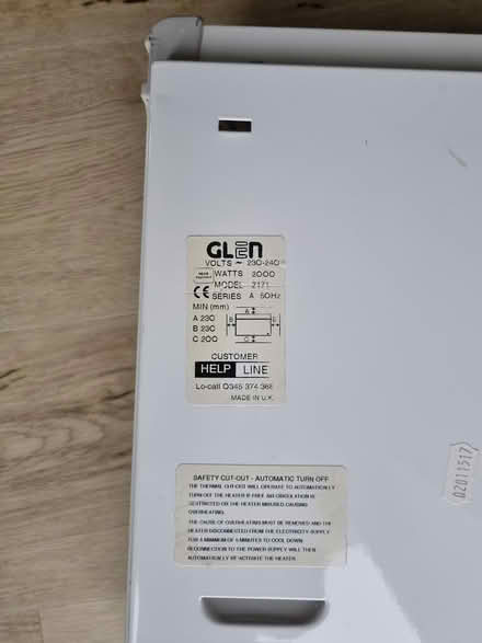 Photo of free Glen electric heater (Near Lowther Gardens FY8) #4