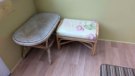 Photo of free Vintage wicker coffee table and footstool (Five Oak Green TN12) #1