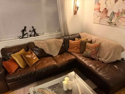 Photo of free Beautiful Chocolate Brown Leather Corner Sofa (Kelsall CW6) #1