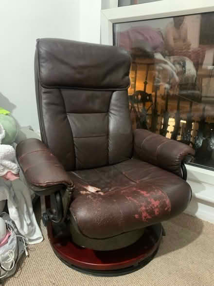 Photo of free Reclining leather armchair + stool (Worthing BN11) #4