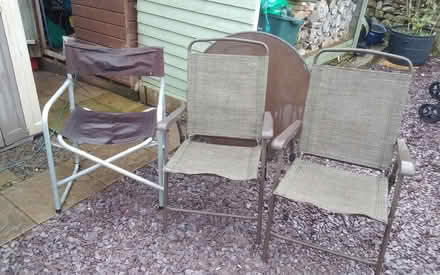 Photo of free Garden furniture, 1 glass top table, (flat pack), 2 matchin. (Winskill CA10) #1