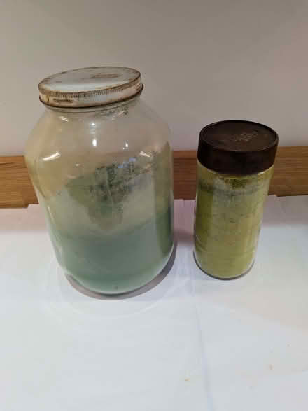 Photo of free Two jars of green powder paint - very old. (Downend BS16) #1