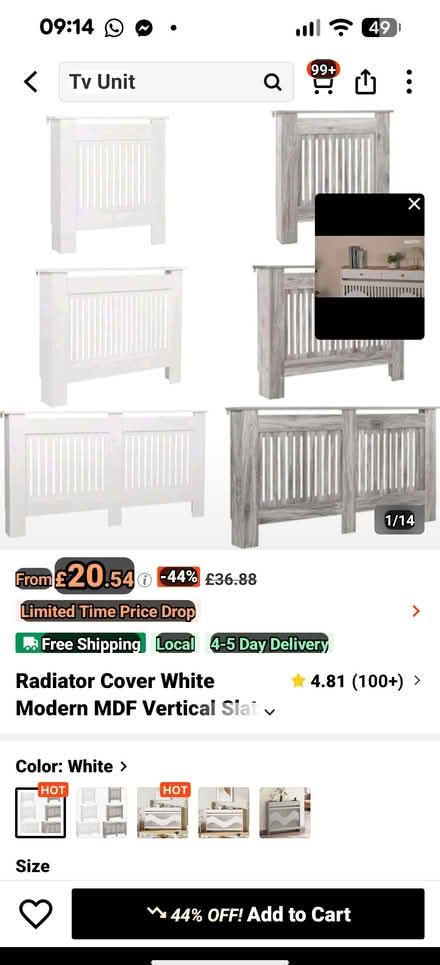 Photo of Tall Radiator cover 100cm (Castle Vale B35) #1