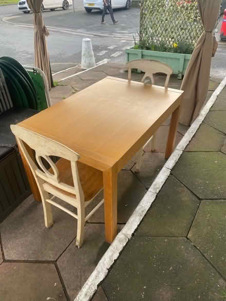 Photo of free Dining table and two chairs (Barnard's Green WR14) #1