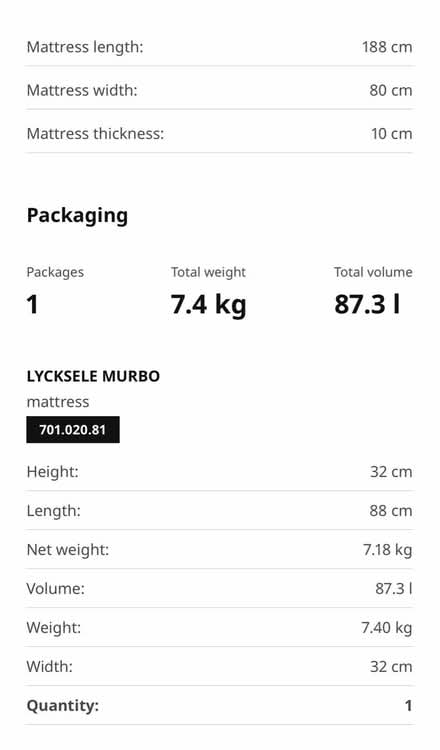 Photo of free LYCKSELE MURBO Mattress (Wood Green N22) #3