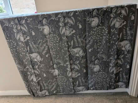Photo of free Pair of grey eyelet curtains with woodland animal design (Haslucks Green B90) #1