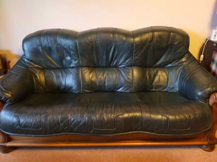 Photo of free Green leather 3seater sofa (Endmoor LA8) #1