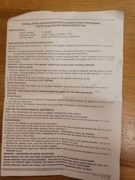 Photo of free Photo electric smoke detector (Grange-over-Sands LA11) #3