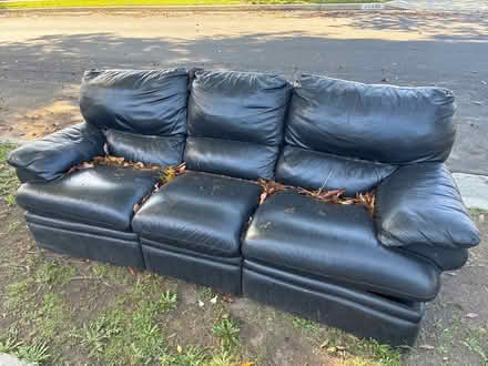 Photo of free Black Leather Sofa (Winnetka) #1