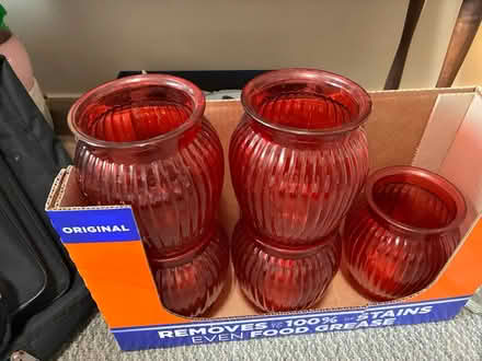 Photo of free 5 Red Glass flower Vases (Los Altos) #1