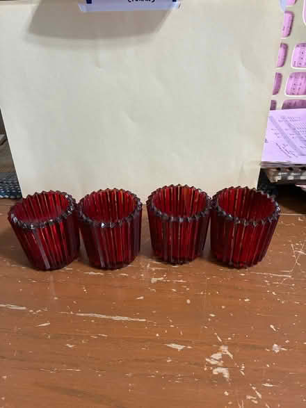 Photo of free 4 red etched votive candle holders (Los Altos) #1