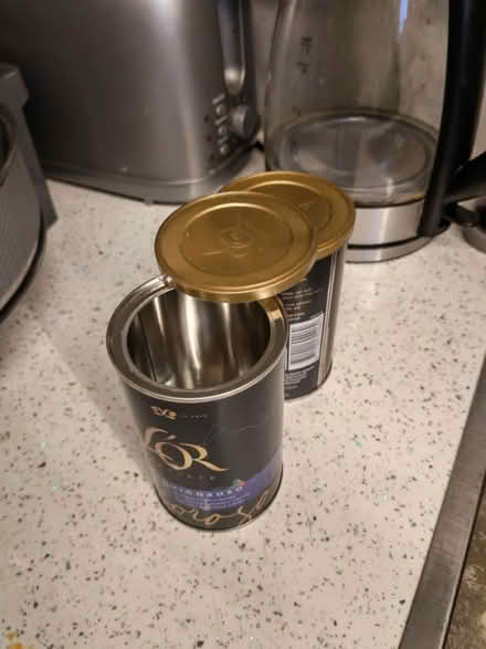 Photo of free Empty coffee cans x4 (Lower Sydenham) #1
