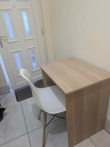 Photo of free Wooden table & Plastic chair (Tottenham Hale N17) #1