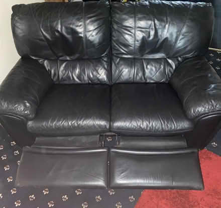 Photo of free Black leather two seater recliner (Harpurhey M40) #3