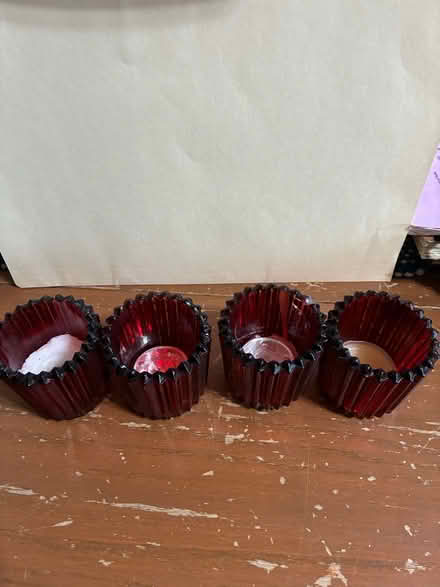 Photo of free 4 red etched votive candle holders (Los Altos) #2
