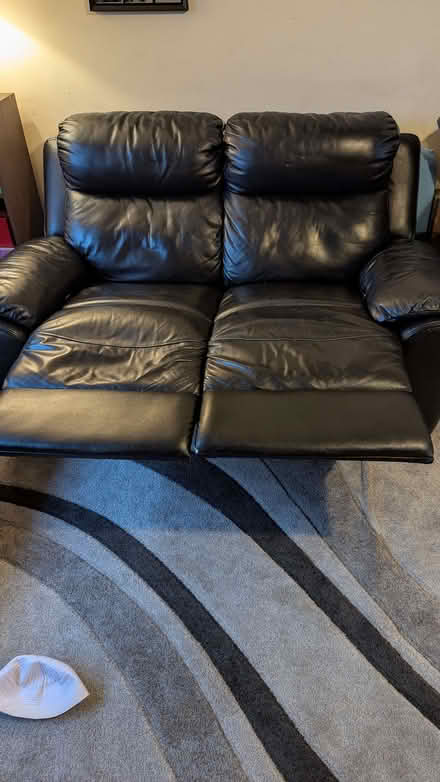 Photo of free Black faux leather 2 seater recliner sofa (Wheatley OX33) #1