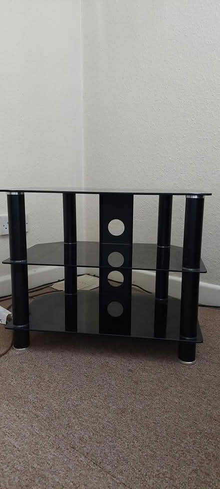 Photo of free TV stand metal and black glass (St Werburgh's) #2