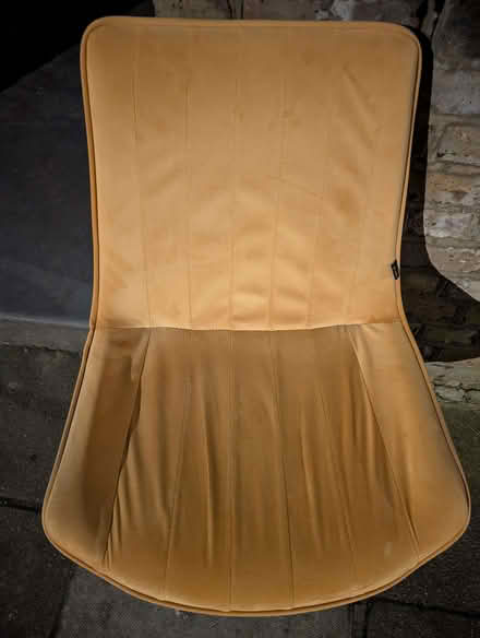 Photo of free office swivel chair, height adjustable, yellow velvet (Tufnell Park N7) #2