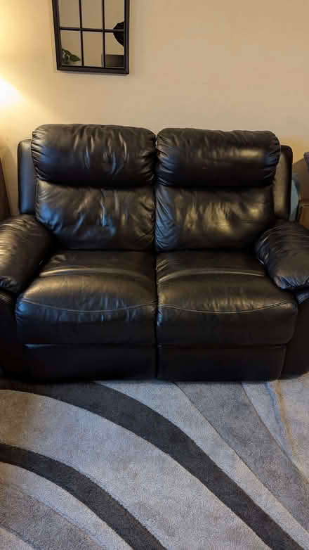 Photo of free Black faux leather 2 seater recliner sofa (Wheatley OX33) #3