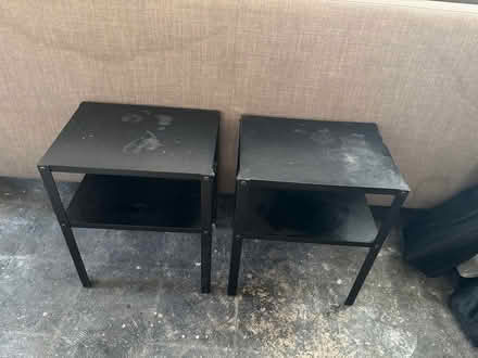 Photo of free Pair of black metal bedside tables (Mitcham Eastfields) #1