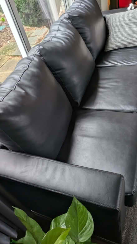 Photo of free Black faux leather 3 seater sofa (Wheatley OX33) #2
