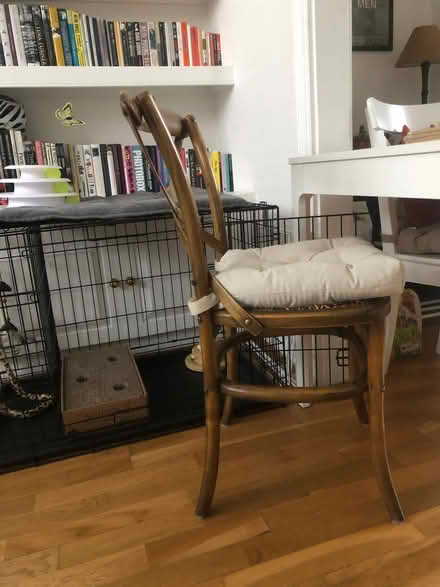 Photo of free x4 wooden chairs with cushions (Walham Green SW6) #3