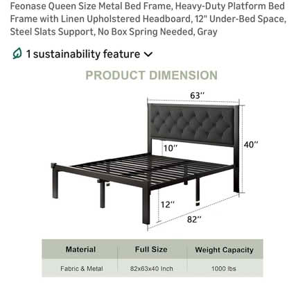 Photo of free Queen platform/fabric headboard (Woodstock) #1