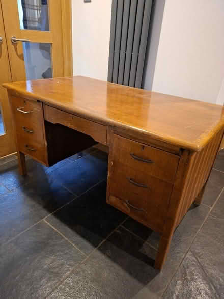 Photo of free Solid wood desk 135w x 75d x 75h (Bradwell Common MK13) #1